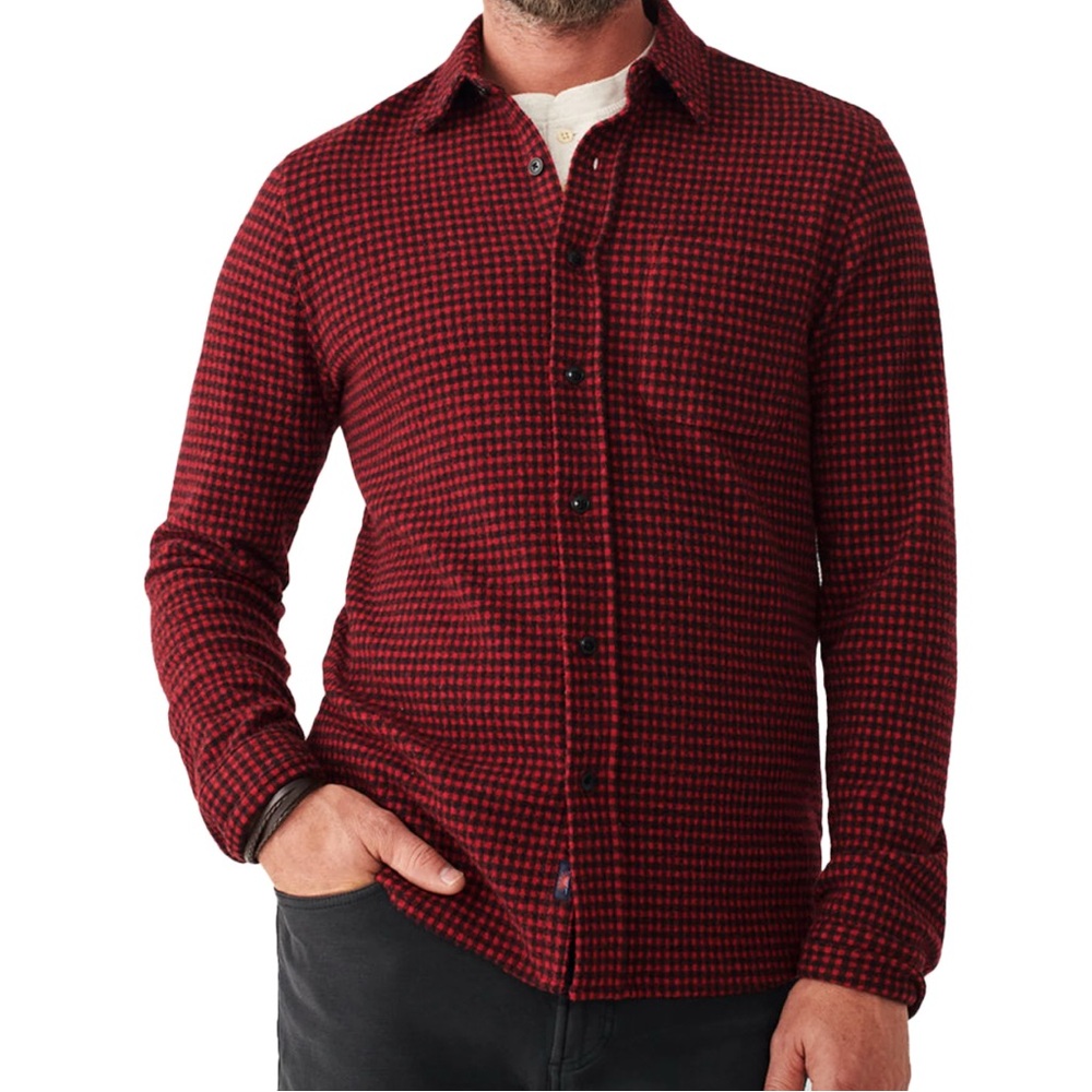 FAHERTY GINGHAM LEGEND SWEATER SHIRT in RED/BLACK MEN’S SIZE LARGE